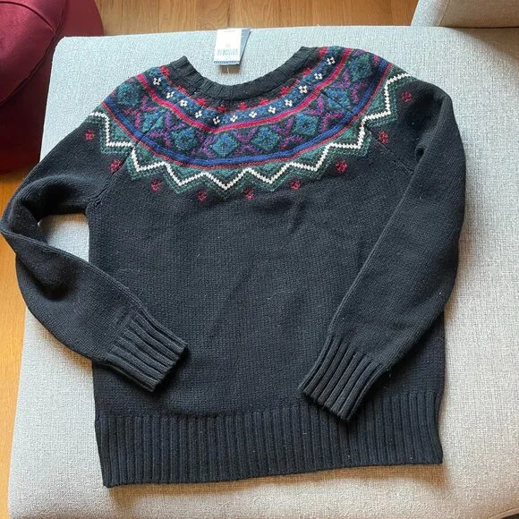 Ralph Lauren Women’s Fair Isle Wool Blend Sweater Black Multi Size S - Picture 4 of 7